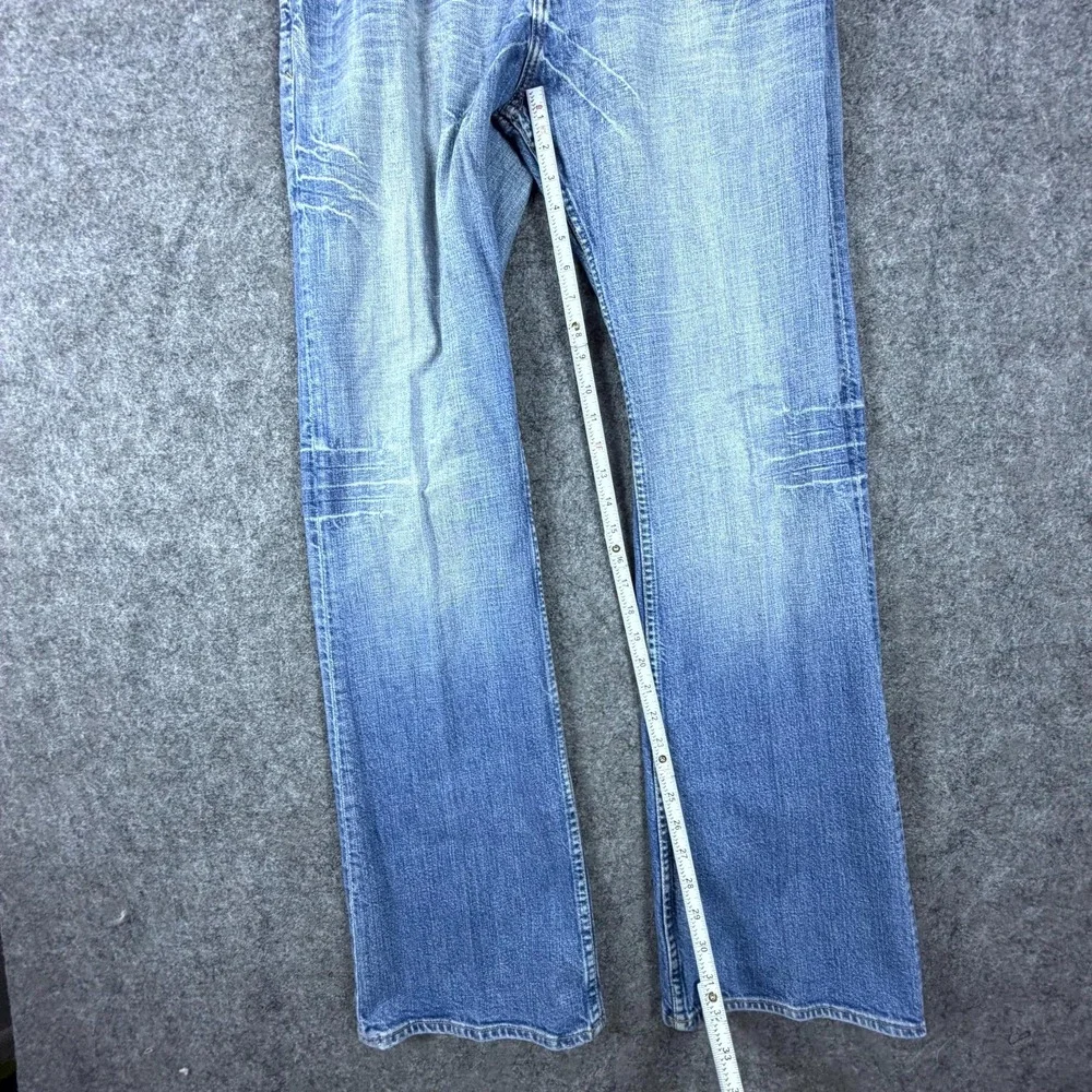 575 Denim Y2K Bootcut Jeans Mens 34 Blue Cotton Straight Leg Whisker Light Wash
